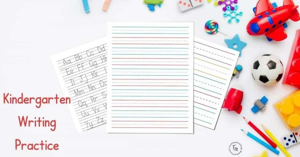 Kindergarten and preschool lined paper for writing practice. 