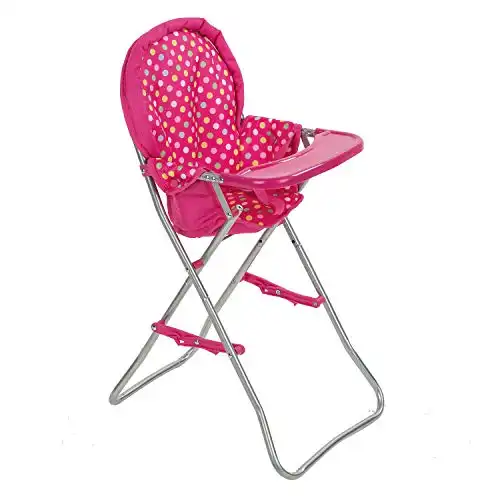 fash n kolor Baby Doll High Chair, Fits 18 inch Baby Dolls, Pink Color Toys High Chair for Dolls