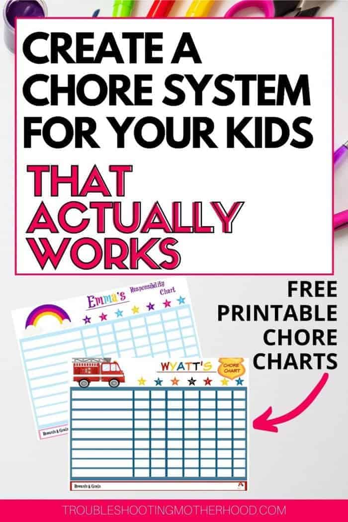 Chore system for kids with free printables