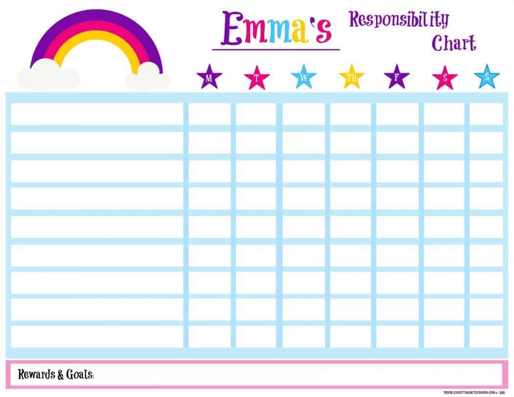 Free printable chore chart for kids