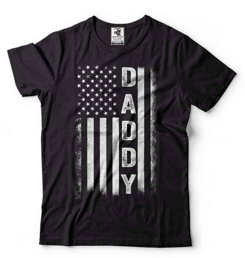 Patriotic "Daddy" tshirt. says daddy within a flag.