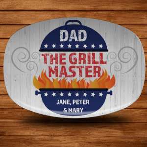 Father's Day Gift Guide. Image of platter that says: Dad The Grill Master.