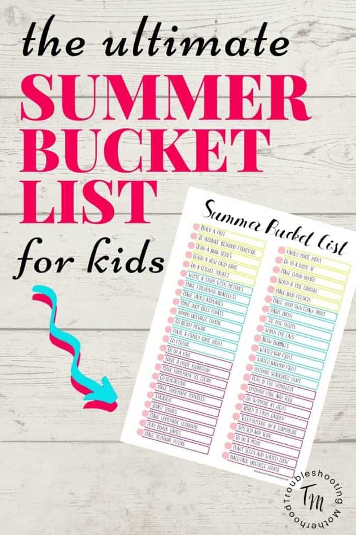 Summer Bucket List for Kids Printable