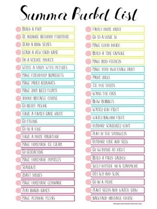 Summer Bucket List Printable