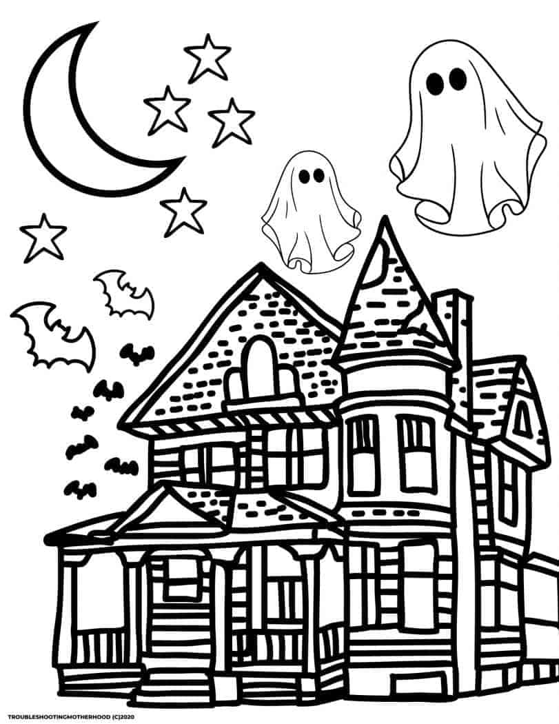 Haunted House coloring page.