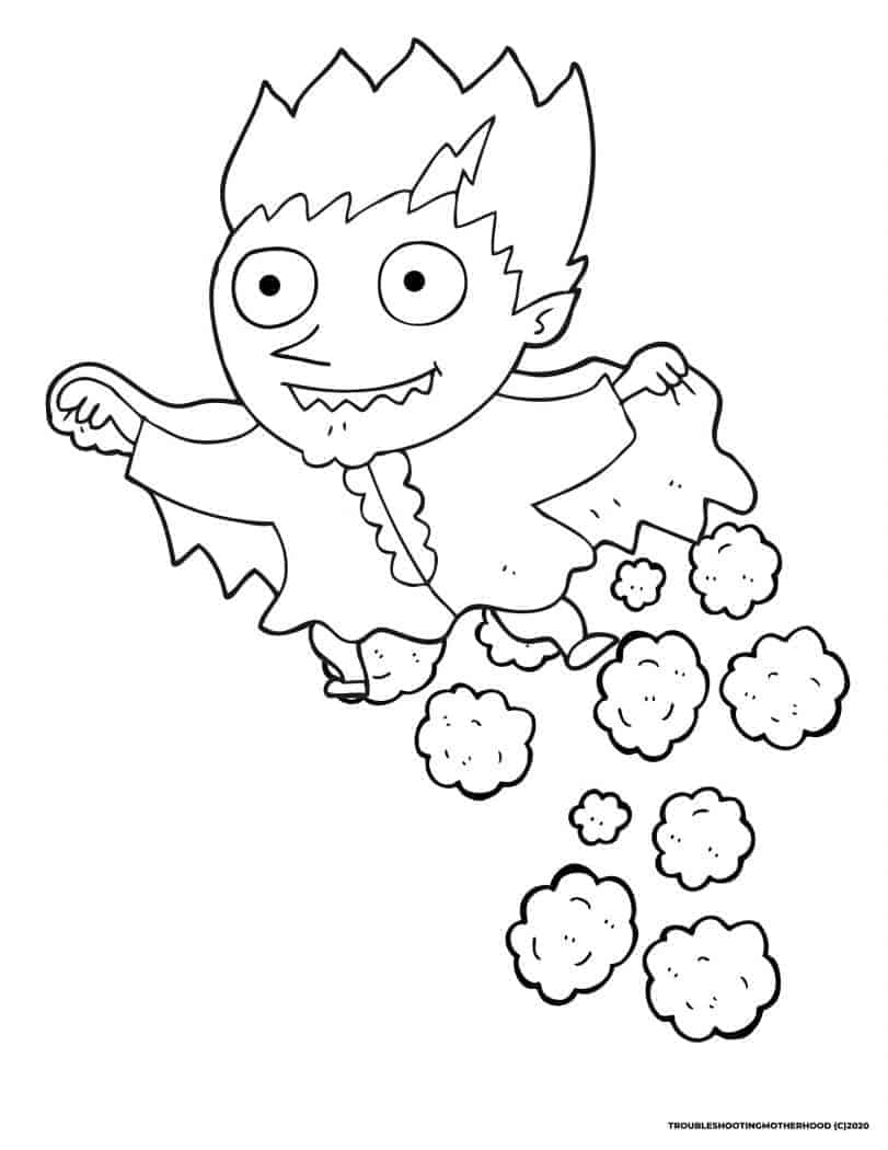Halloween Coloring page of young Frankenstein. 