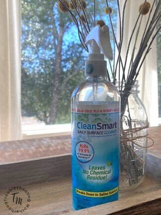 Clean Smart disinfecting spray Image that is a great product to use for deep cleaning your home. Spring Cleaning Checklist