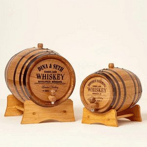 Personalized whiskey barrels.