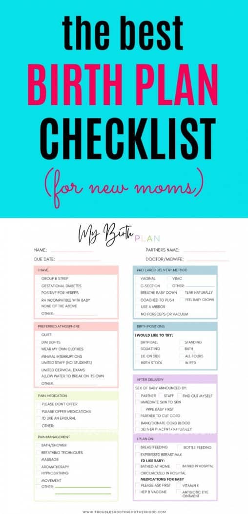 Birth Plan Checklist Template Printable Blog