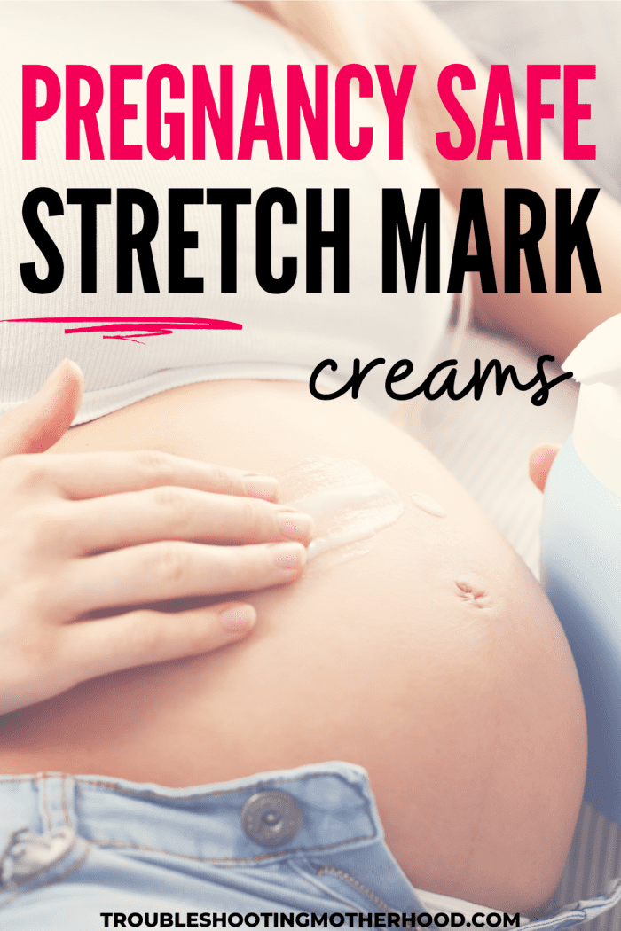 The Best Pregnancy Safe Stretch mark creams Pin image of pregnant stomach.