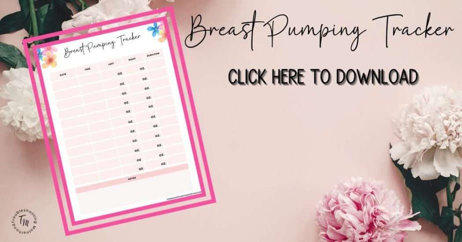 Image of a breast pumping tracking log. The best pumping schedule for working moms.