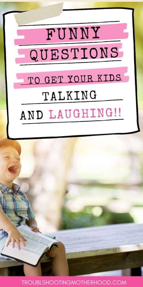 PINTEREST IMAGE OF BOY LAUGHING "Funny questions to ask kids"