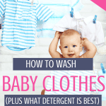 How to wash baby clothes pin image. of baby with laundry.