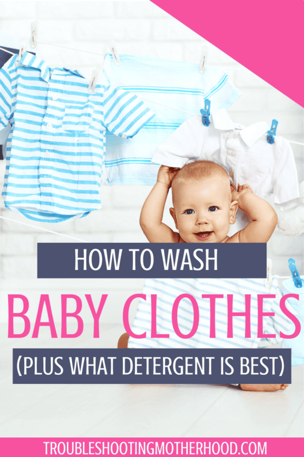 How to wash baby clothes pin image. of baby with laundry.