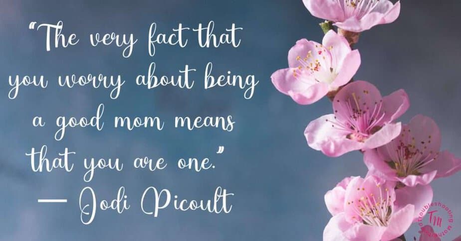 Overwhelmed Mom Quotes with quote “The very fact that you worry about being a good mom means that you are one.” — Jodi Picoult
