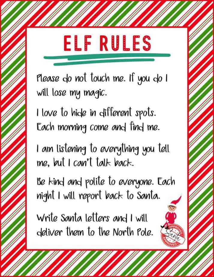 Elf on the shelf rules printable