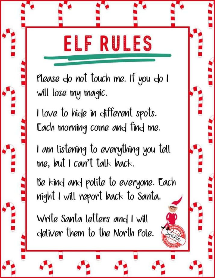 Elf on the shelf rules printable