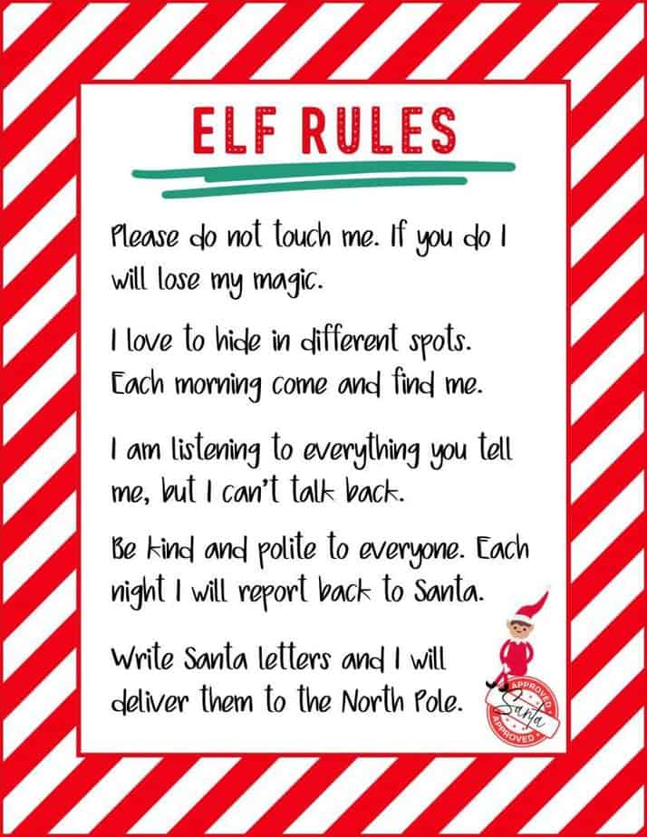 Elf on the shelf rules printable