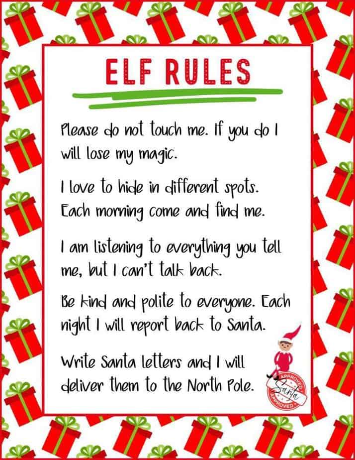 Elf Rules Printable