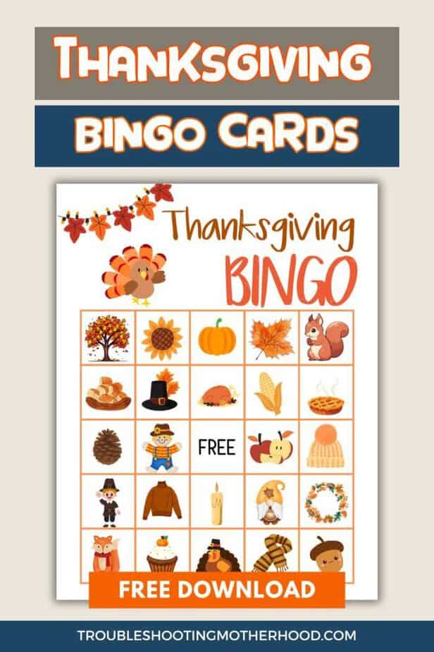 Text: Thanksgiving Bingo Cards. Image of Bingo Card Printable