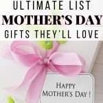 A white gift box adorned with a pink ribbon and two decorative green butterflies features a tag that reads "Happy Mother's Day!" highlighting a Mother's Day gift theme.
