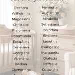A curated list of rare long girl names displayed on a soft, elegant background designed for baby name inspiration