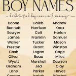 Pinterest pin titled “Southern Boy Names” with the subtitle “hard-to-find boy names with meaning,” featuring a warm beige background and a curated list of classic southern baby boy names such as Boone, Sawyer, James, Walker, Preston, Wyatt, Caleb, Franklin, Tucker, Rhett, Mason, Weston, and Jasper.