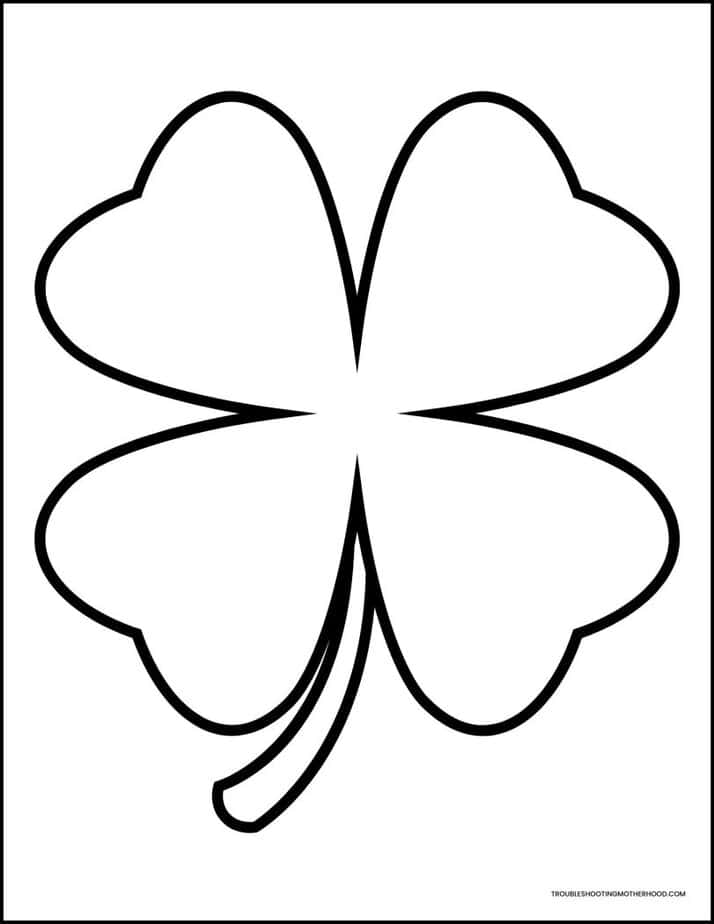 large four leaf clover template printable for St Patrick’s Day crafts