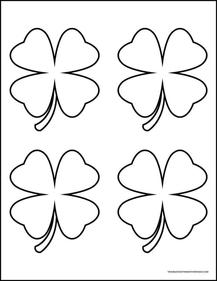 medium four leaf shamrock templates printable four per page