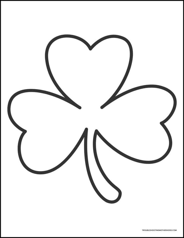 large three leaf shamrock template printable for St Patrick’s Day crafts