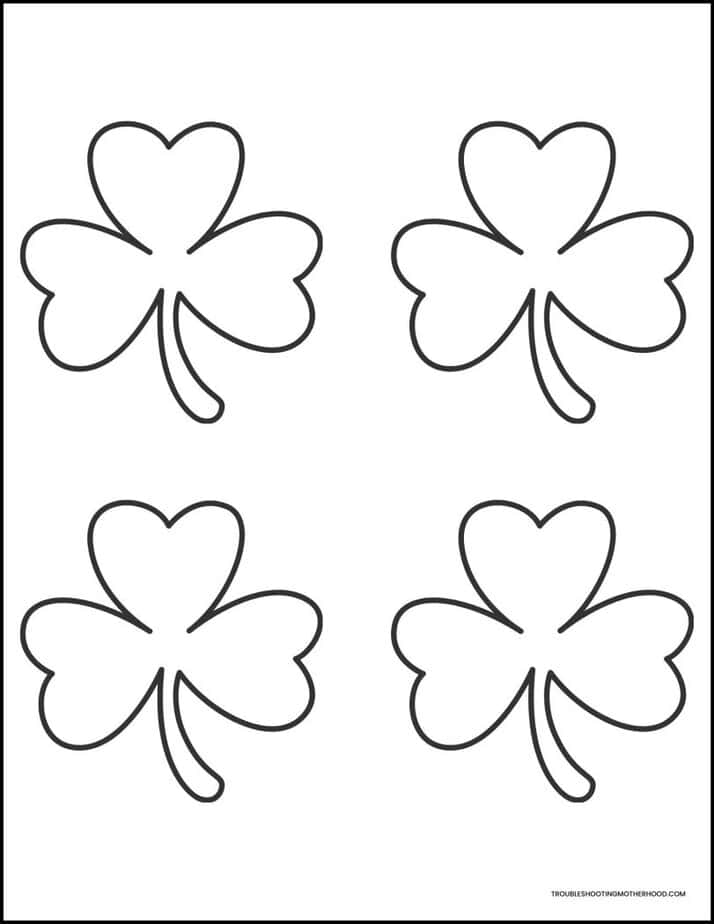 medium three leaf shamrock templates printable four per page