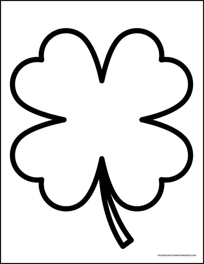 bold large four leaf clover template printable
