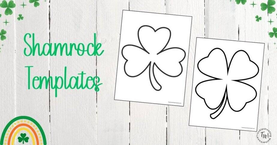 Shamrock Templates, image of a 3 leaf clover and a 4 leaf clover template.
